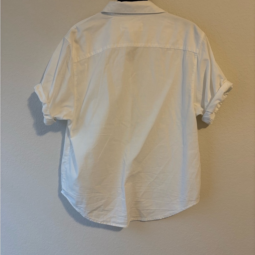 Aritzia Denim Forum 100% Cotton Jane short sleeve Oversized White button - Picture 3 of 6